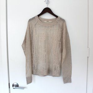J Brand Light Beige Sheer Front Sweater